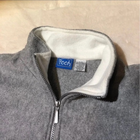 Rare Winnie the Pooh Ski 1/4 Zip Grey Fleece Pullover - Picture 3 of 4